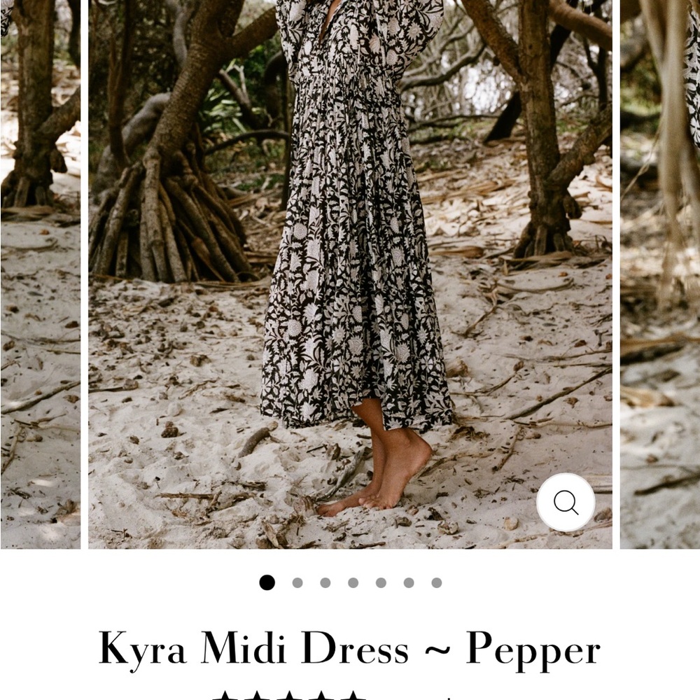 Daughters of India Black and White Floral Long Sleeve Dress - Picture 4 of 4
